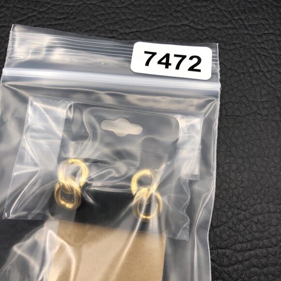 Vintage David Hill Earrings Double Link 1980s Gold Tone Clip On Half Hoop - Picture 9 of 9